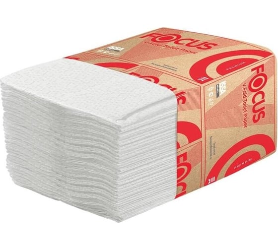 Изображение товара Туалетная бумага Focus для диспенсера premium, v-сложения, 2 слоя, белая, 250 листов, 15 пачек 5083735 п/э 1769751