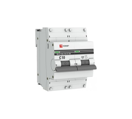 Изображение товара Автоматический выключатель EKF 2P 10А C 10kA ВА 47-100 PROxima mcb47100-2-10C-pro