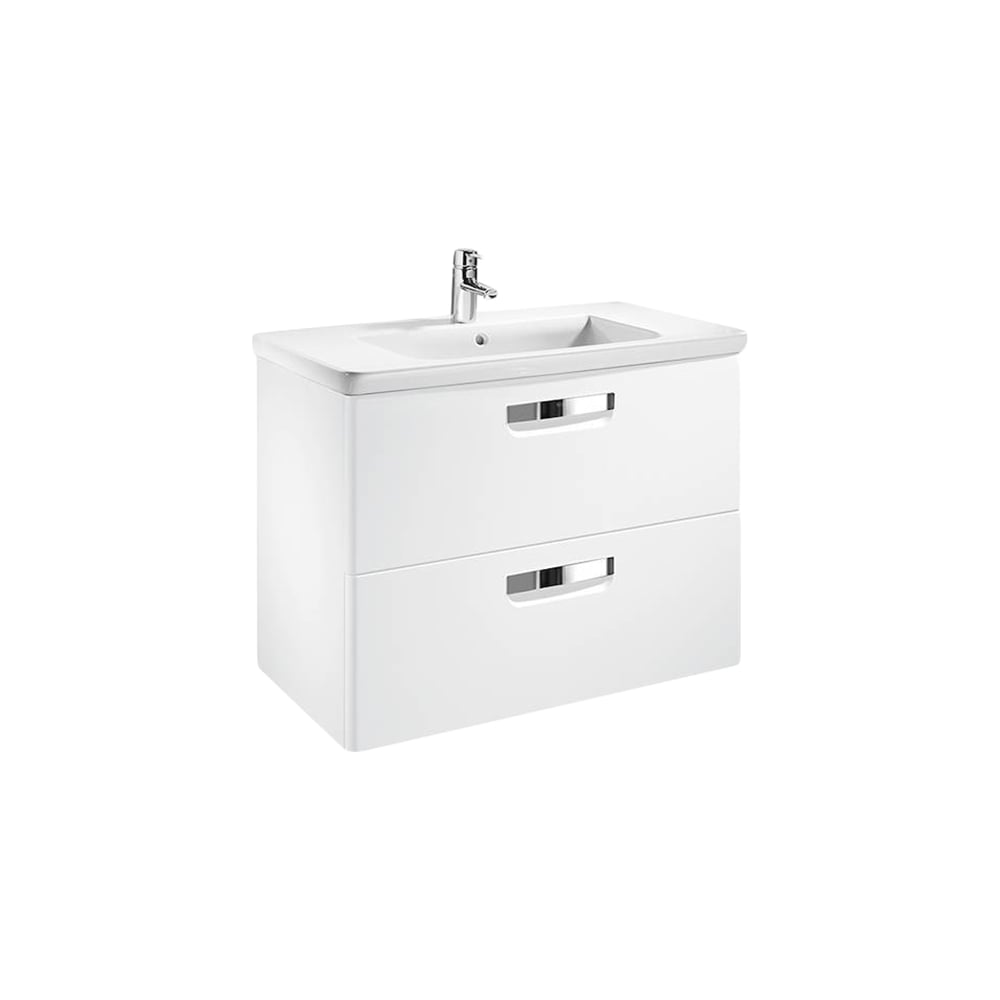 Изображение товара Тумба под раковину Roca The Gap ZRU9302879 современная белая модель с ящиками