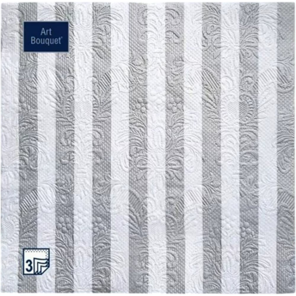 Изображение товара Бу́мажные салфетки EUROHOUSE 33x33 см 3-слойные с серебряными полосами 16 штук