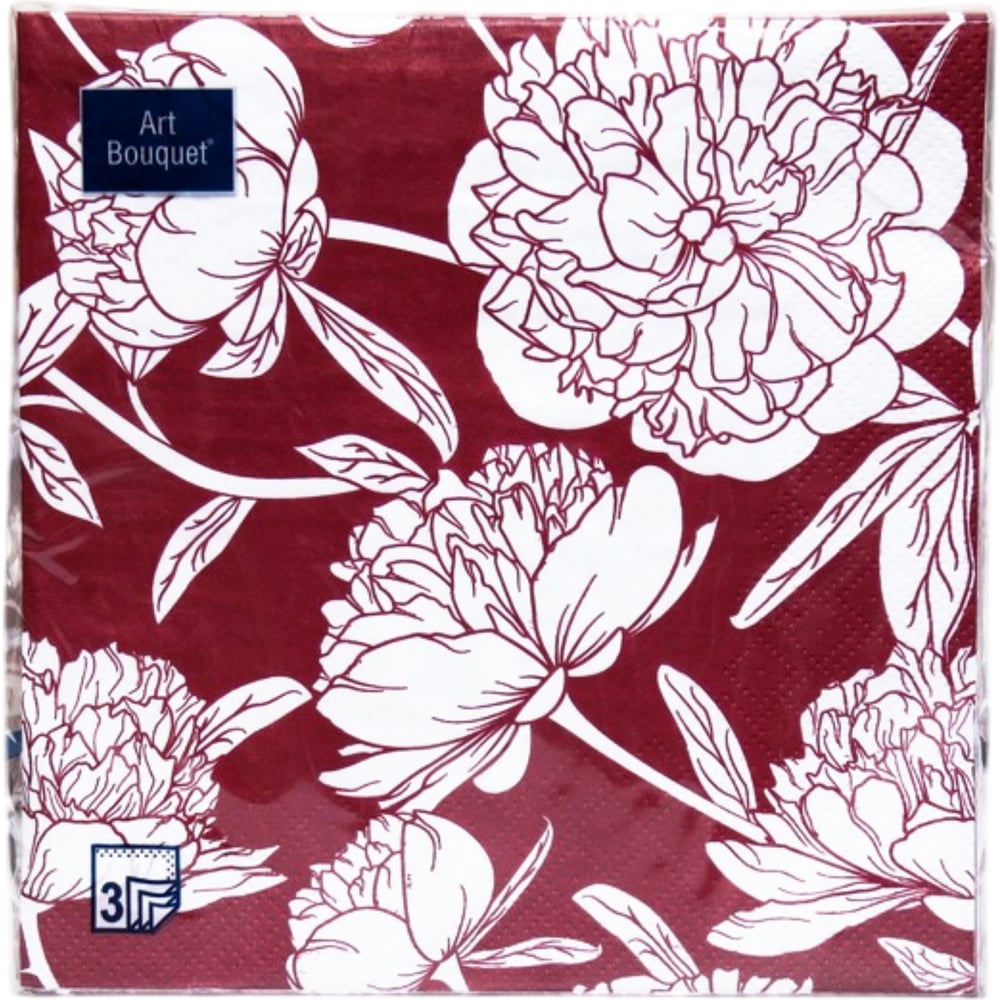 Изображение товара Бумажные салфетки EUROHOUSE 33x33 см 3-слойные бордовые 20 шт