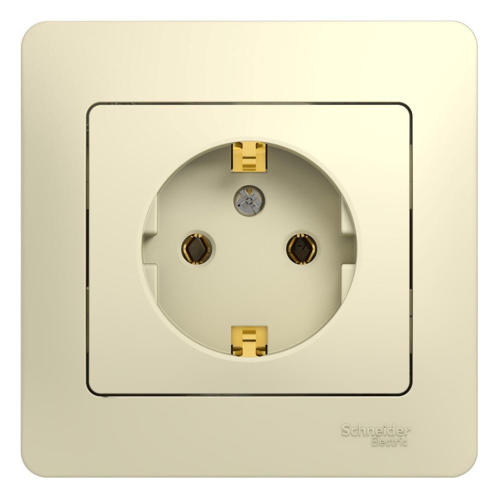 Изображение товара Розетка Systeme Electric GLOSSA 1-м GШ с заземлением, бежевый Изображение товара Розетка Systeme Electric GLOSSA 1-м GШ с заземлением, бежевый