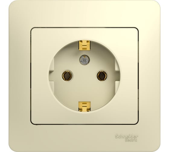 Изображение товара Розетка Systeme Electric 1-м GLOSSA с заземлением, бежевая SchE GSL000242
