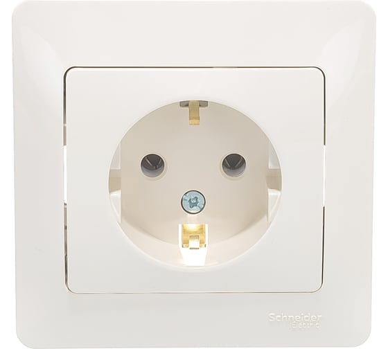 Изображение товара Розетка Systeme Electric 1-м GLOSSA с заземлением, бежевая SchE GSL000242