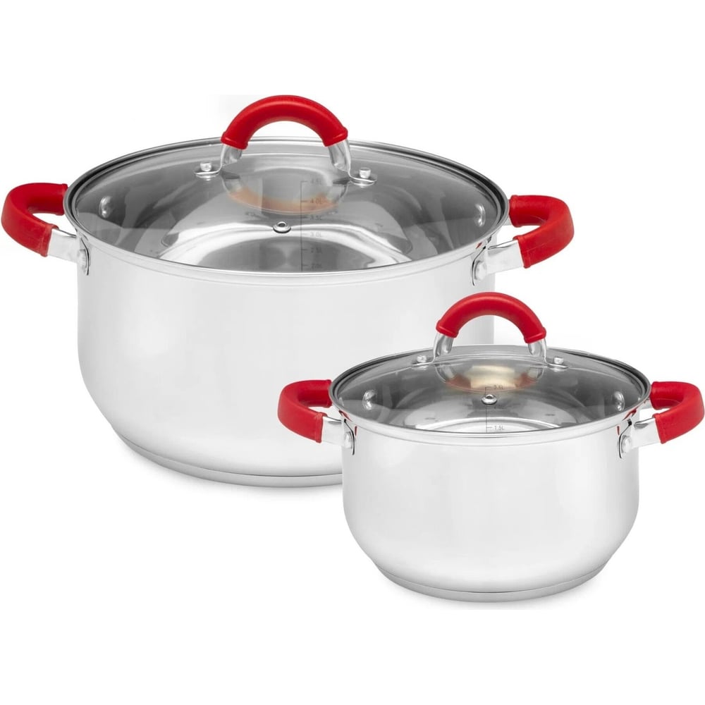 Изображение товара Набор кухонной посуды Attribute delice 4 предмета из нержавеющей стали с крышками