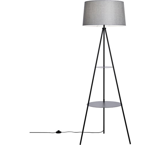 Изображение товара Торшер Citilux Рейнер чёрный со столиком и серым абажуром CL806022