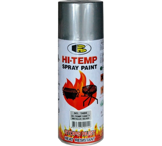 Изображение товара Термостойкая аэрозольная краска Bosny 600 С серебристый металлик 1400