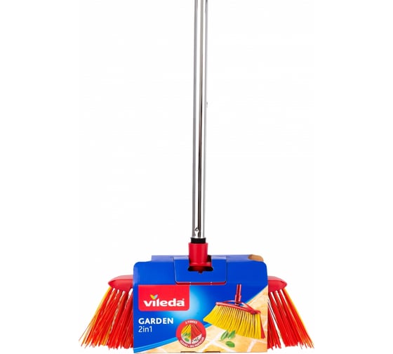Изображение товара Щетка для улицы Vileda 2в1 гарден с хромированной ручкой 130см 169337-1