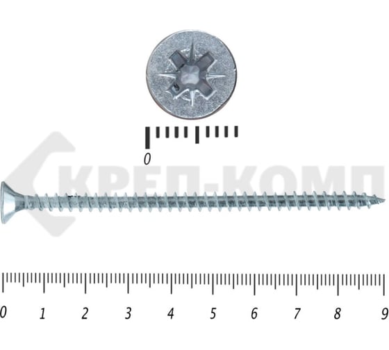 Изображение товара Саморез КРЕП-КОМП белый цинк POZY 5х90 1500шт бд590