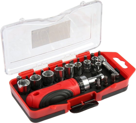 Изображение товара Отвертка с набором бит и головок ТУНДРА 26 предметов 1720444