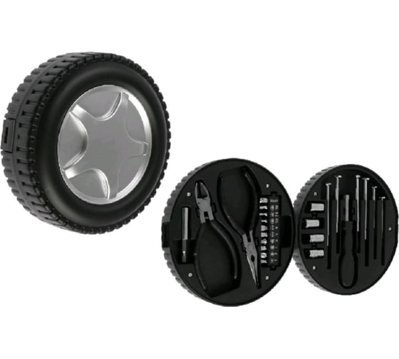 Изображение товара Набор инструментов ТУНДРА подарочный пластиковый кейс Колесо, 24 предмета 5084187