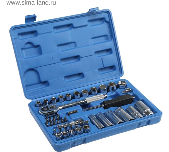 Изображение товара Автомобильный набор инструментов в кейсе ТУНДРА CrV, 1/4" и 3/8", 44 предмета 881879