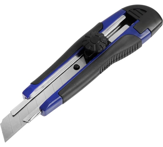 Изображение товара Универсальный нож ТУНДРА двухкомпонентный корпус, металлическая направляющая, винтовой фиксатор, 18 мм 1006502