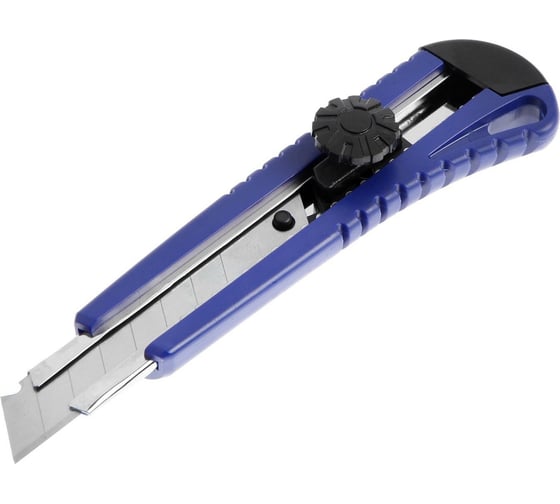 Изображение товара Универсальный нож ТУНДРА пластиковый корпус, металлическая направляющая, винтовой фиксатор, 18 мм 1006498
