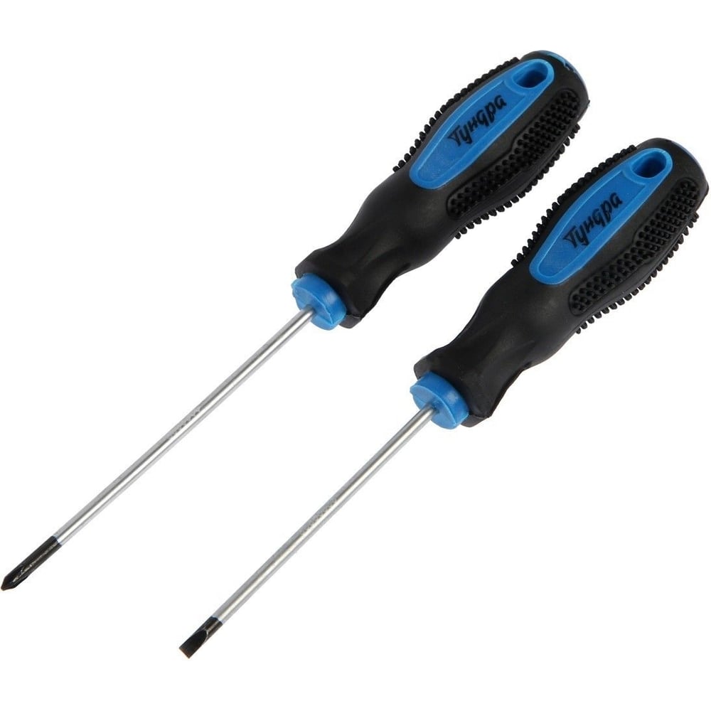 Изображение товара Набор отверток ТУНДРА сатин магнит двухкомпонентные PH0 SL3x75 мм 2 шт.