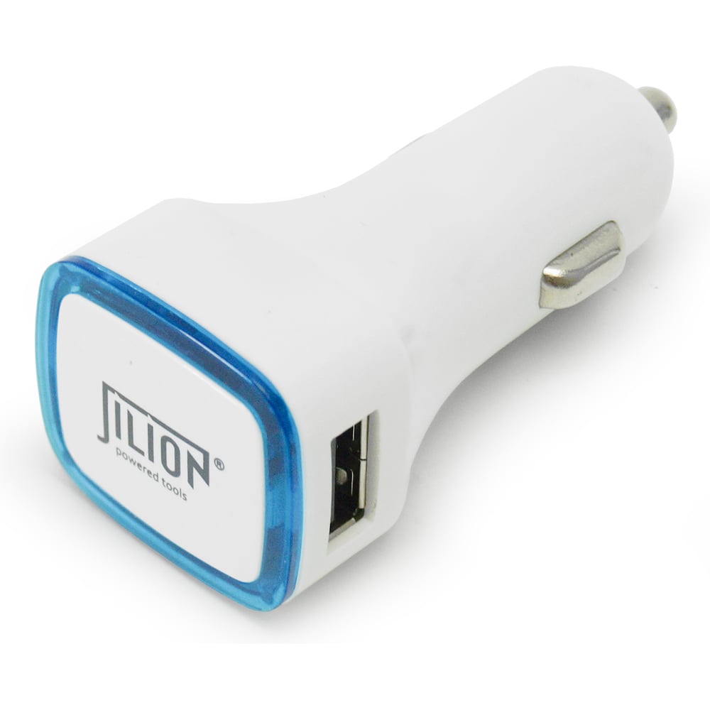 Изображение товара Автомобильный USB-адаптер 2USB 2100мА Jilion 9537081 белый с синим кольцом