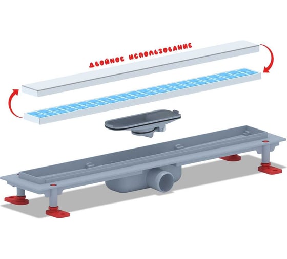 Изображение товара Трап АНИ Пласт "Мол" пластиковый, линейный, сухой 750x72, диаметр выпуска 40 мм TLQ1075