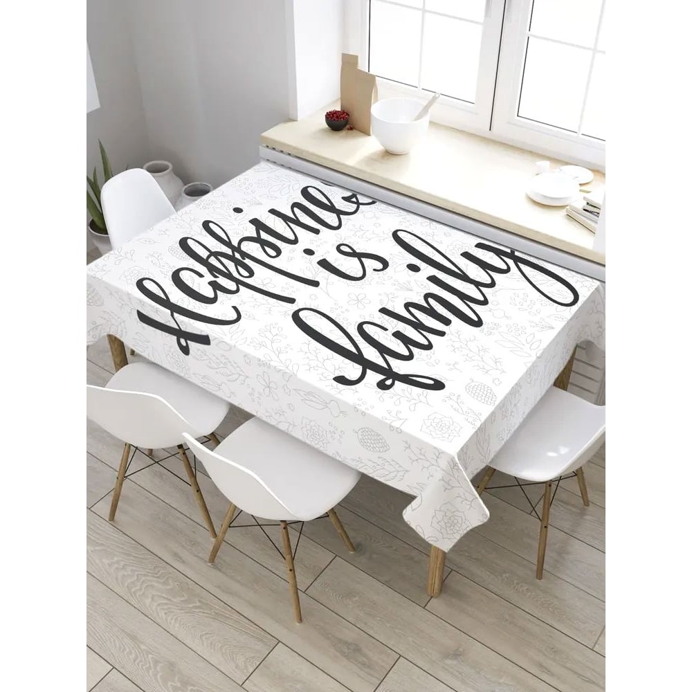 Изображение товара Прямоугольная скатерть из сатена JoyArty Счастливая семья 120x145 см