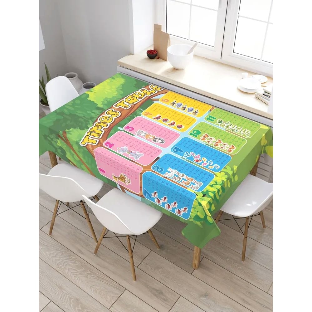 Изображение товара Прямоугольная скатерть из сатена JoyArty с надписью 120х145 см