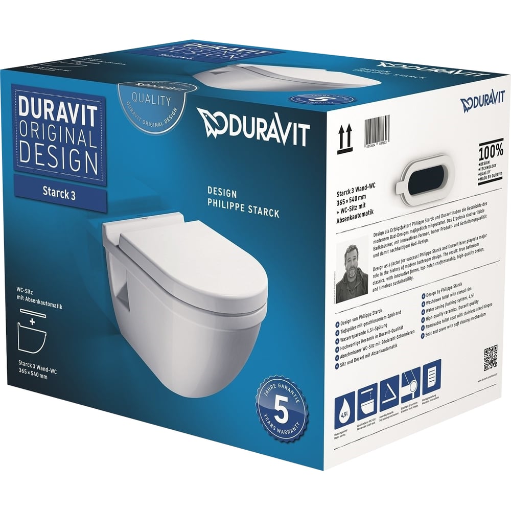 фото Подвесной унитаз duravit starck 3 54 см с полочкой 00000004443 2201090000