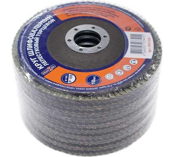 Изображение товара Круг шлифовальный лепестковый торцевой 125x22 мм, Р100, 10 шт РОССНА Р861228