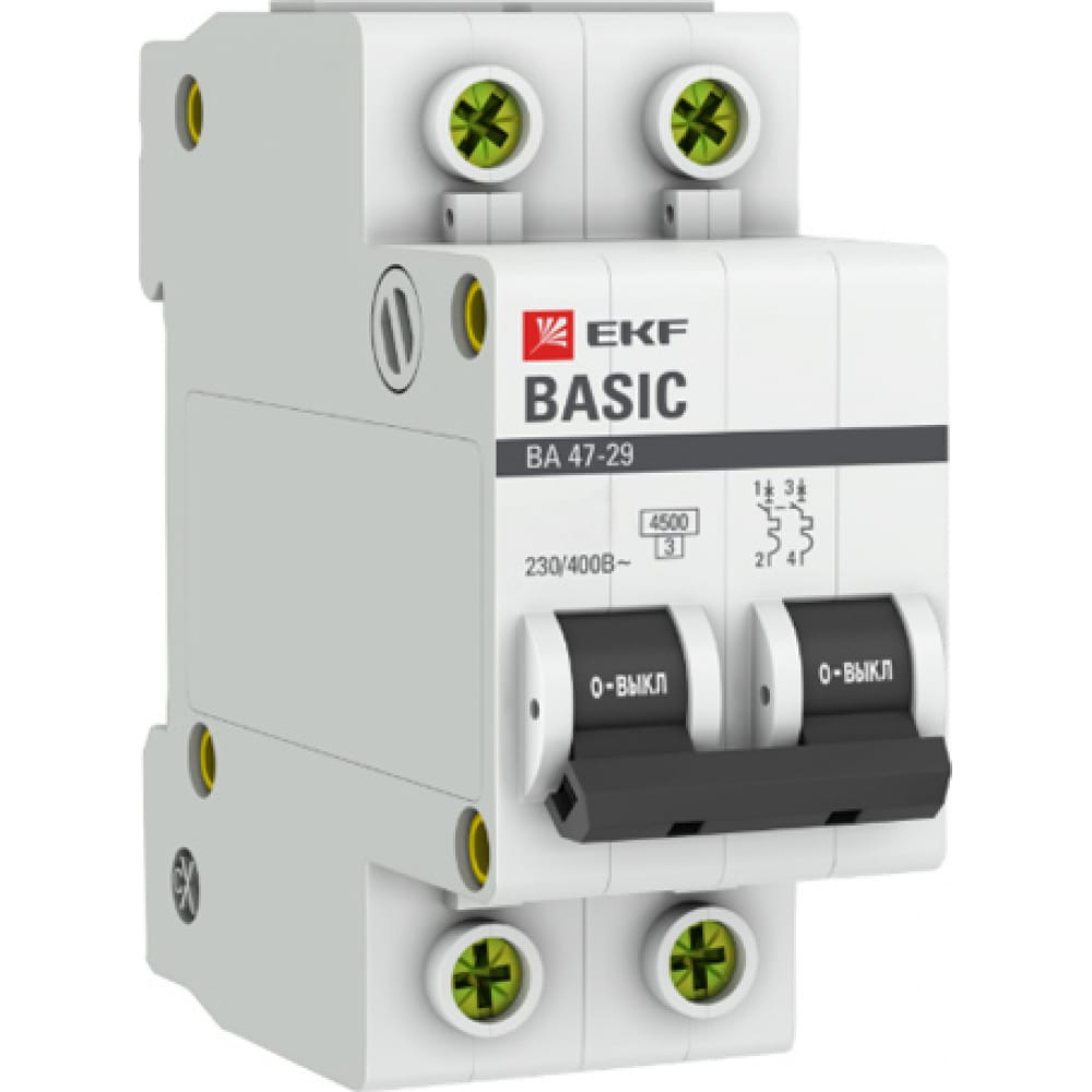 фото Автоматический выключатель ekf basic ва 47-29 2p, 10а, 4,5ка, sq mcb4729-2-10-b