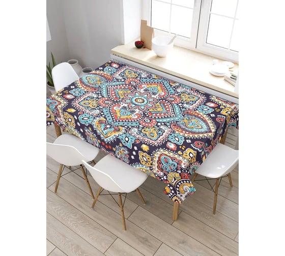 Изображение товара Скатерть прямоугольная из сатена JOYARTY Цветочный орнамент tc_33877_120x145