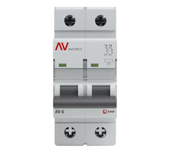 Изображение товара Автоматический выключатель EKF AVERES AV-6, 2P, 1A, 6kA mcb6-2-01B-av