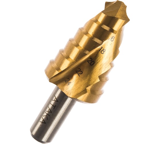 Изображение товара Сверло ступенчатое по металлу (6 ступеней; 14-24 мм) Атака 8090040