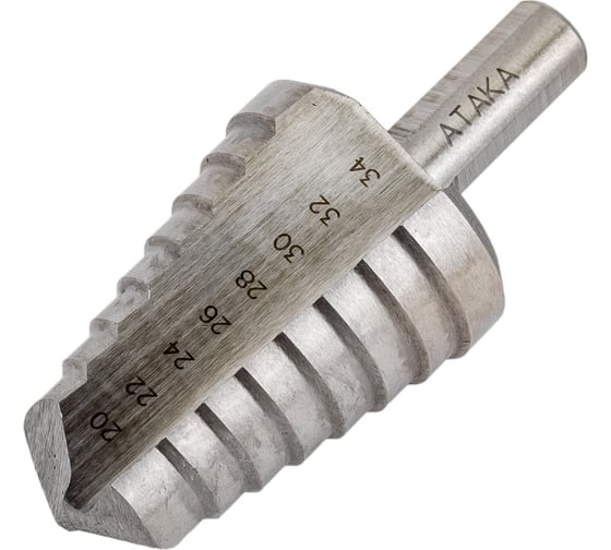 Изображение товара Сверло ступенчатое по металлу (8 ступеней; 20-34 мм) Атака 8090060
