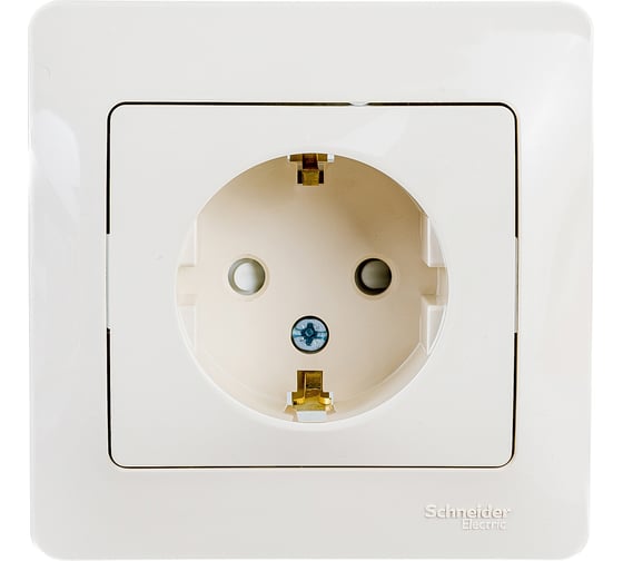 Изображение товара Розетка Systeme Electric 1-м GLOSSA с заземлением, защитные шторки, бежевая SchE GSL000244