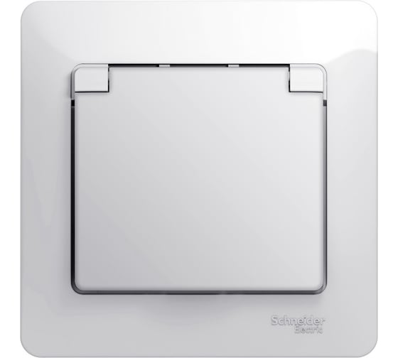 Изображение товара Розетка Systeme Electric 1-м GLOSSA с заземлением, защитные шторки, с крышкой IP20 белая SchE GSL000146