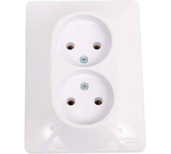 Изображение товара Розетка Systeme Electric 2-м GLOSSA без заземления, белая SchE GSL000120