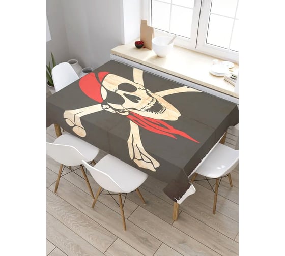 Изображение товара Скатерть прямоугольная из сатена JOYARTY Флаг пиратов tc_30272_120x145