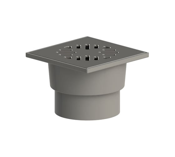 Изображение товара Трап Татполимер нерегулируемый, вертикальный выпуск, гидрозатвор, нержавеющая решетка, 150х150 мм ТП-104.110-150VSHs 004-0035