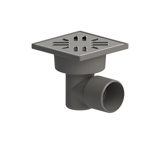 Изображение товара Трап Татполимер нерегулируемый, горизонтальный выпуск, гидрозатвор, нержавеющая решетка, 100х100 мм ТП-101.50-100HSHs 004-0037