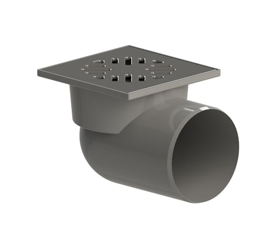 Изображение товара Трап Татполимер нерегулируемый, горизонтальный выпуск, гидрозатвор, нержавеющая решетка, 150х150 мм ТП-105.110-150HSHs 004-0114