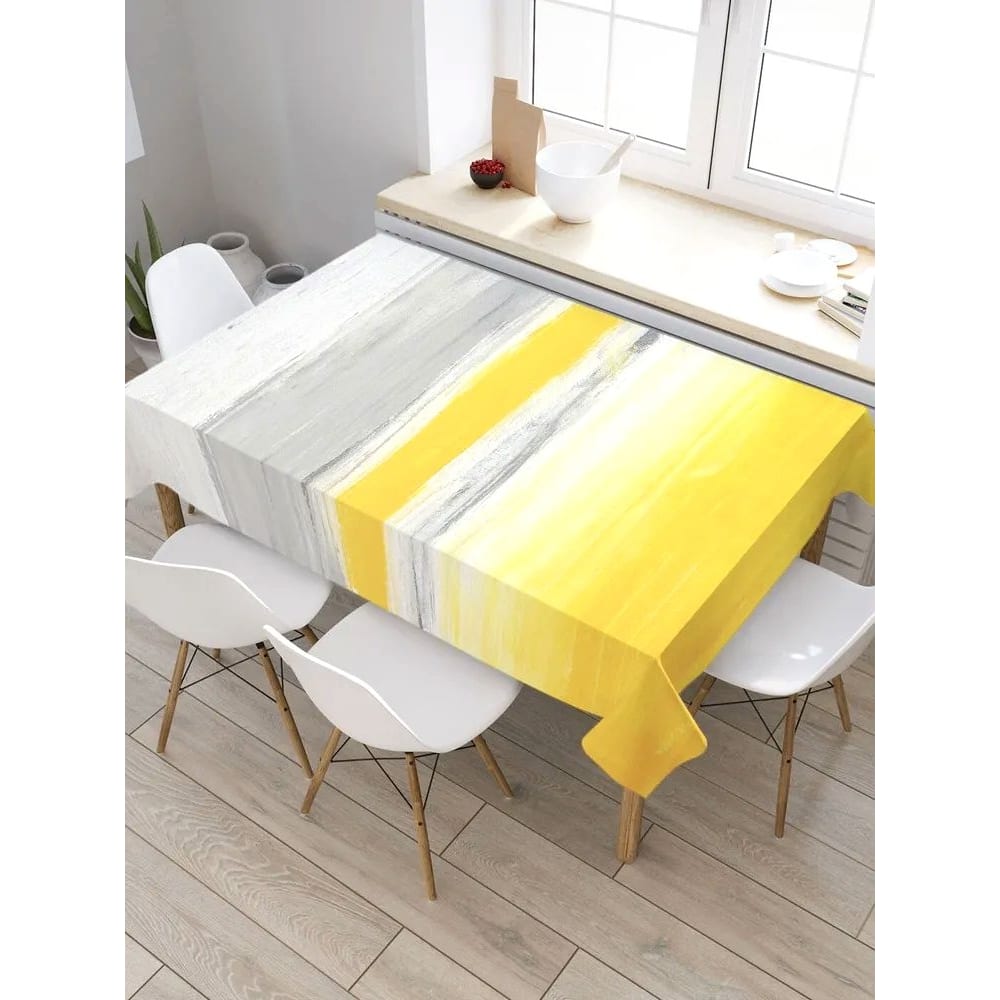 Прямоугольная водоотталкивающая скатерть на стол JOYARTY абстракция она джампинис 18х9х100 см