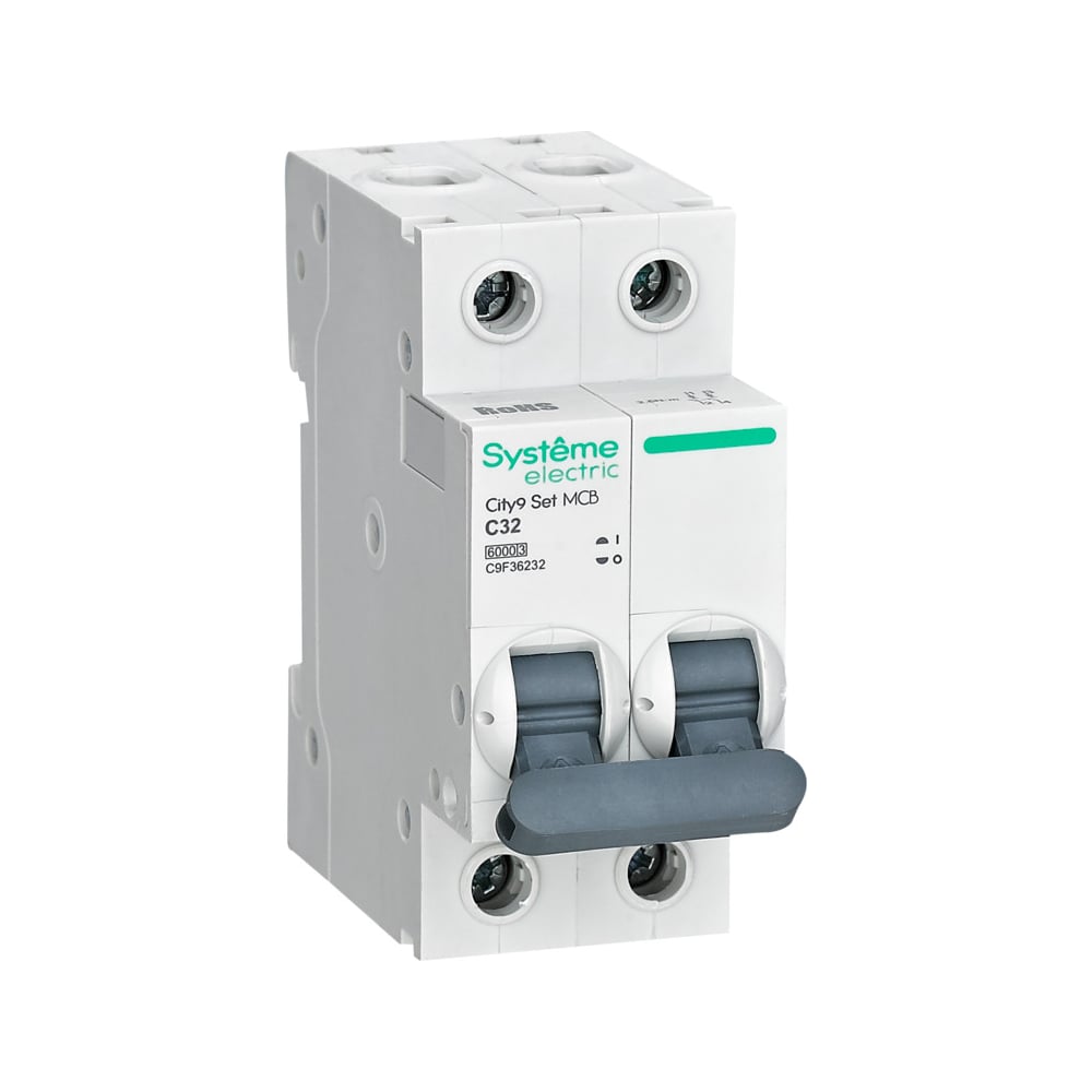 Изображение товара Автоматический выключатель Systeme Electric City9 set 32А 2p 6kA монтаж на DIN-рейку