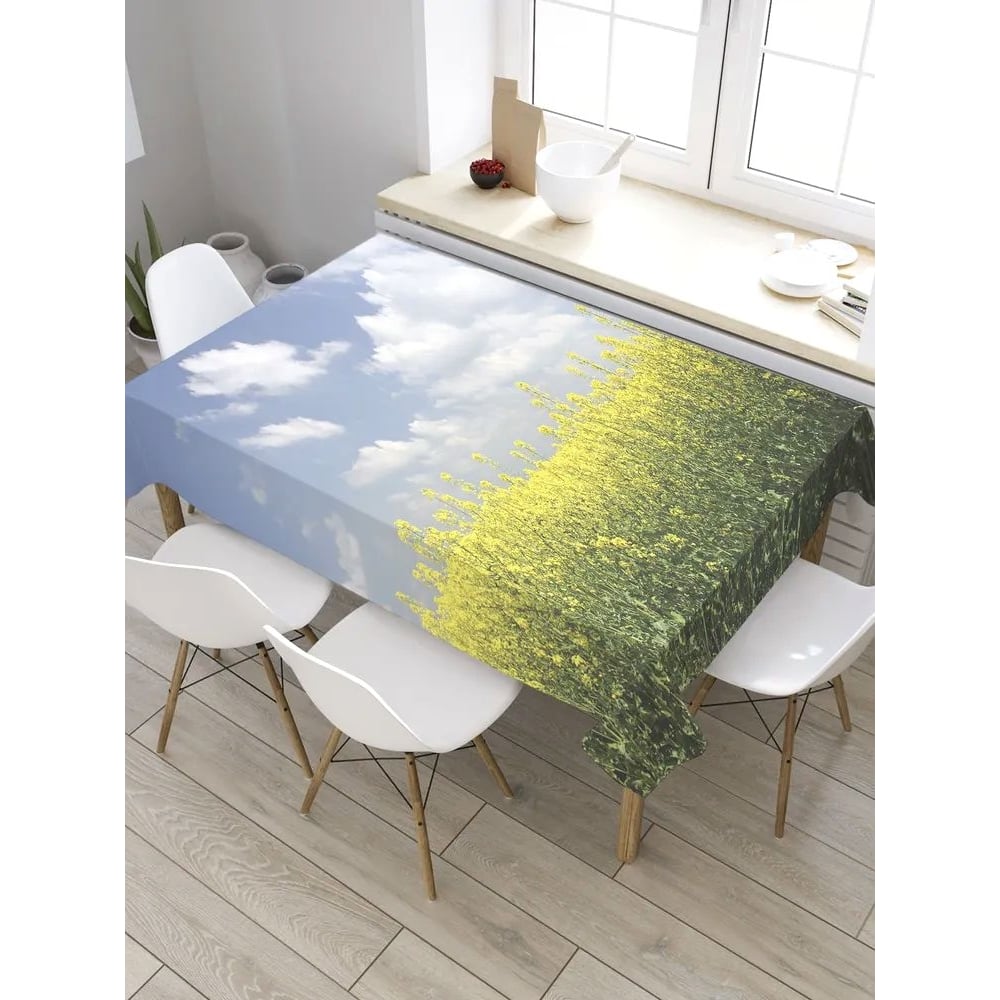Изображение товара Скатерть JoyArty Цветущий рапс из сатена 145x120 см современный дизайн