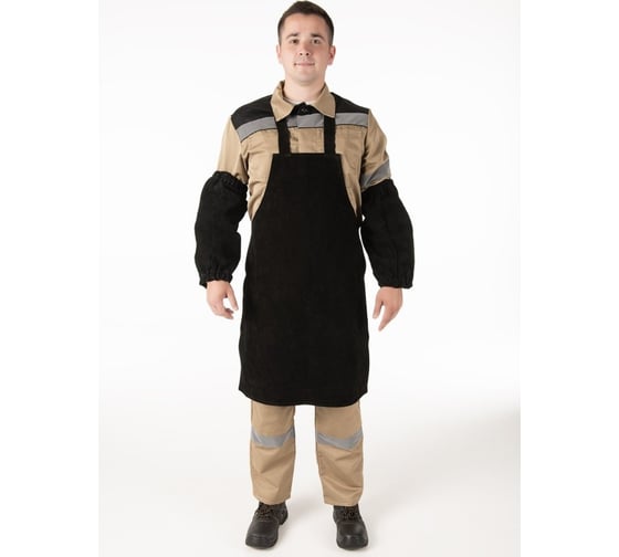 Изображение товара Фартук спилковый ТУ бесшовный MILL черный, из цельного куска кожи 4660319470091