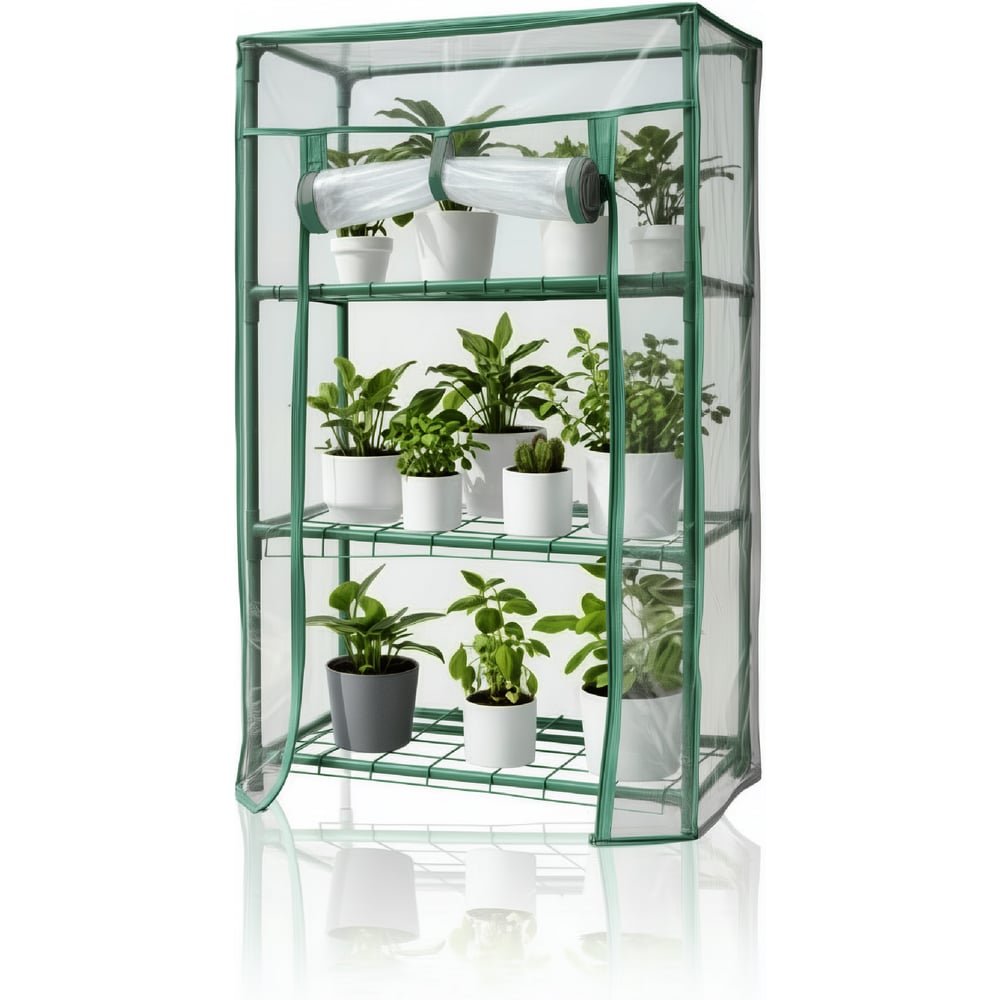 Изображение товара Парник на подоконник ГеоПластБорд 46x24x75 см с 3 полками и чехлом из ПВХ