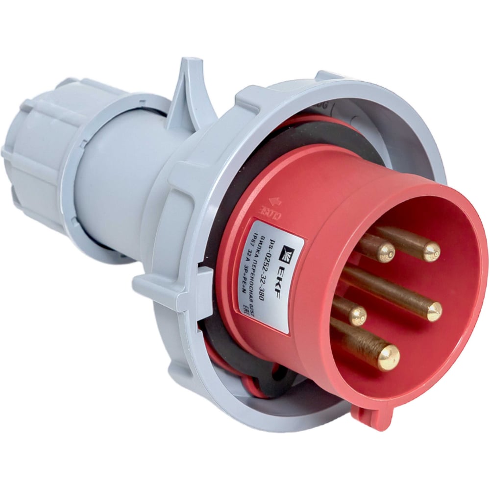 Изображение товара Вилка переносная EKF 0252 3Р+РЕ+N 32А 380В IP67 ps-0252-32-380