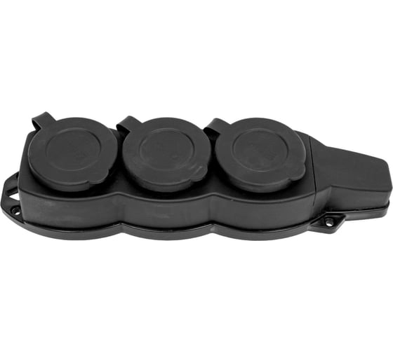 Изображение товара Трехместная каучуковаярозетка с защитными крышками EKF 230В, 2P+PE, 16A, IP44 RPS-015-16-230-44