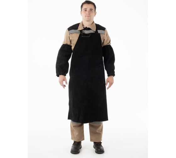 Изображение товара Фартук спилковый бесшовный MILL ГОСТ черный, из цельного куска кожи 4627114639443
