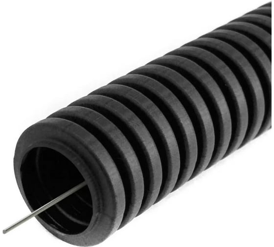 Изображение товара Гибкая тяжёлая гофрированная труба EKF ПНД d50мм, с протяжкой, 20м, цвет черный PROxima tpnd-50-t