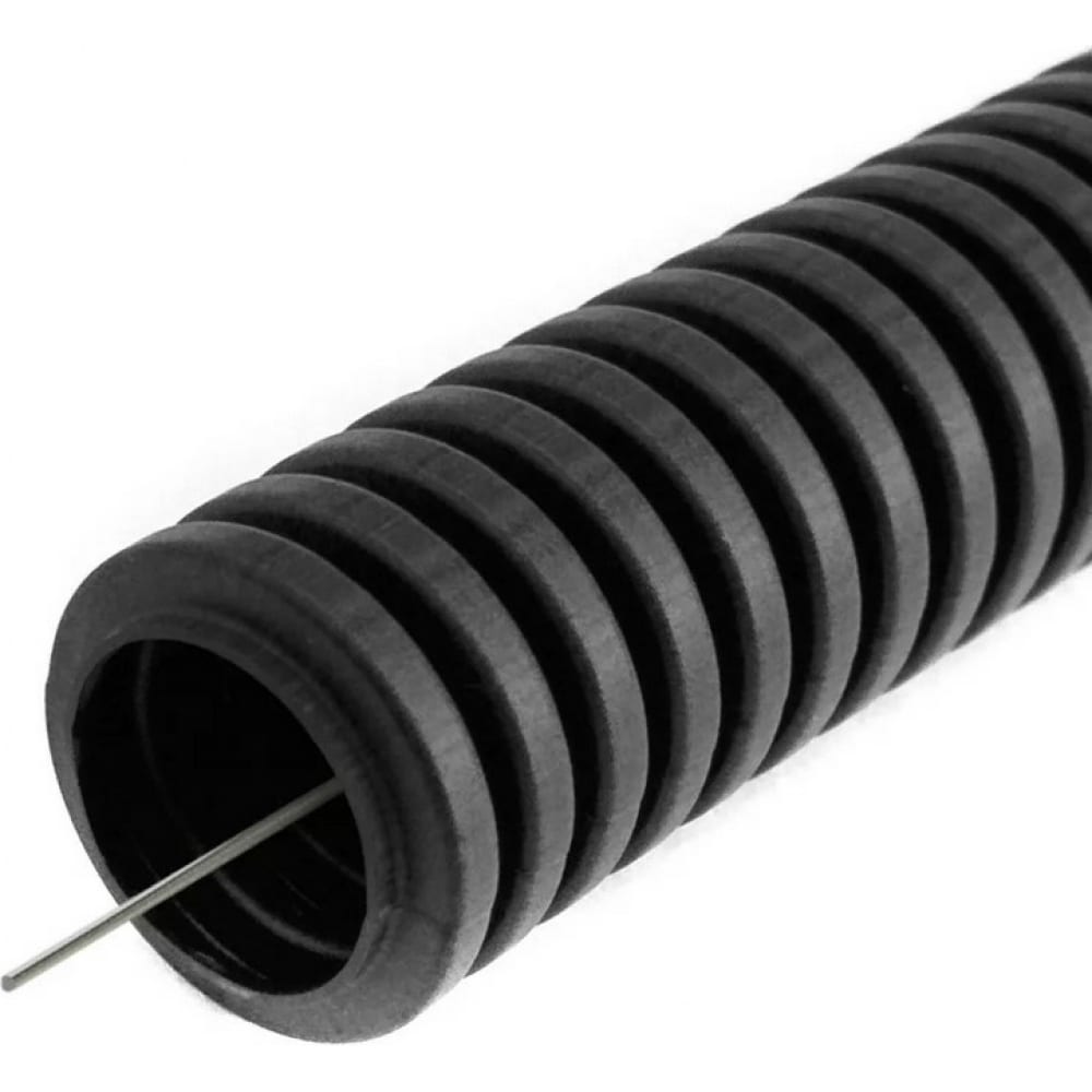 фото Гибкая тяжёлая гофрированная труба ekf пнд d32мм, с протяжкой, 50м, цвет черный proxima sqtpnd-32-t