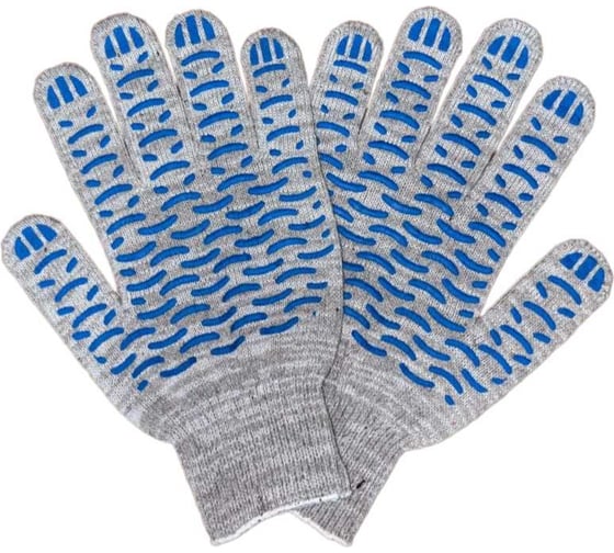 Изображение товара Перчатки трикотажные с пвх ПРОМПЕРЧАТКИ "волна", 5 нитей, 10 класс, серые, 10 пар ПП-27170/10