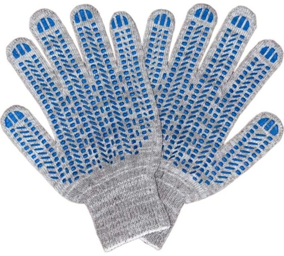 Изображение товара Перчатки трикотажные с пвх ПРОМПЕРЧАТКИ "протектор", 6 нитей, 10 класс, серые, 10 пар ПП-27760/10