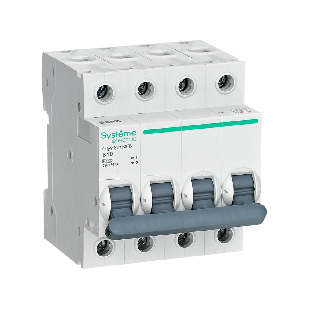 Изображение товара Автоматический выключатель Systeme Electric City9 set B 10А 4P 6kA 400В